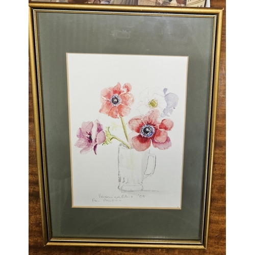 569 - A 20th Century Watercolour still life of flowers in a tumbler. Indistinctly signed LL. 20 x 14 cm ap... 