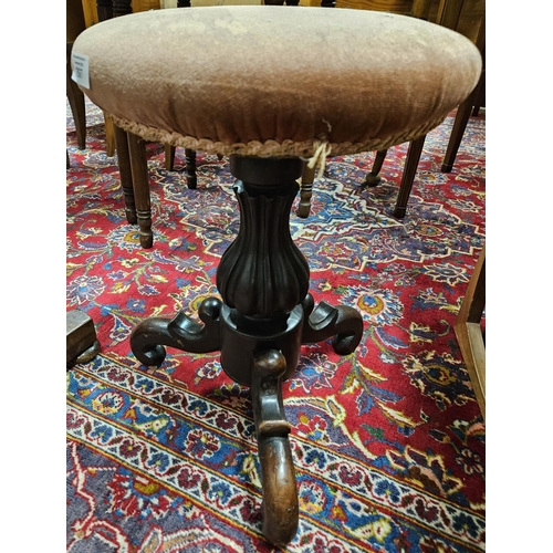 572 - A 19th Century Mahogany rise and fall swivel Piano Stool. H 46 x D 33 cm approx.