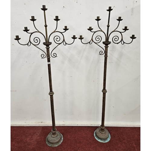 624 - A good pair of 19th Century Brass Candelabra.
Height 172 cm approx.