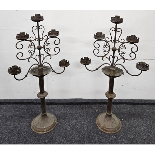 661 - A good pair of 19th Century Brass Candelabra. H 63 cm approx.