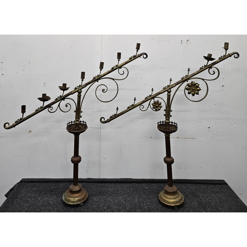 668 - A good pair of 19th Century Brass Candelabra. H 102 x W 102 cm approx.