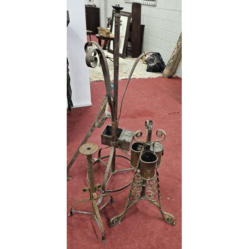 688 - A group of Brass and Metal Stands.