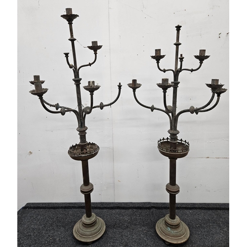 722 - A pair of 19th Century Brass Candelabra. H 106 cm approx.