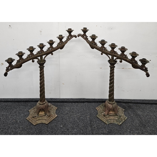 723 - A fabulous pair of 19th Century Brass Candelabra.