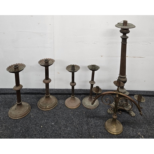 737 - A quantity of Brass Candlesticks etc.