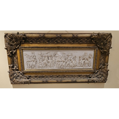 124 - A good Parian ware style framed wall Plaque.
H 61 x W 124 cm approx.