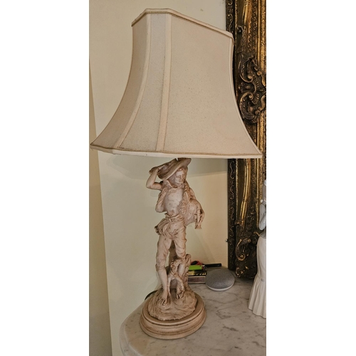 147 - A pair of moulded table Lamps with shades.