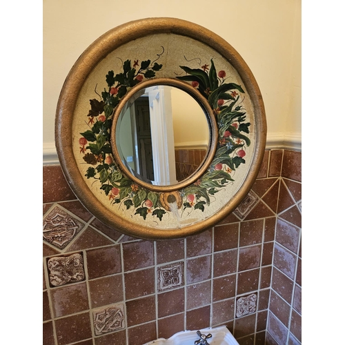 154 - A circular painted Mirror.
D 57 cm approx.