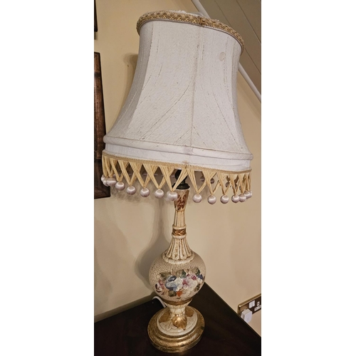 156 - A good painted table Lamp with Shade.