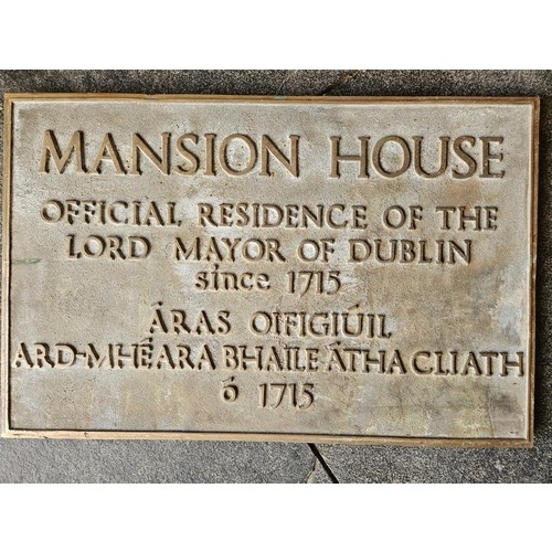 599 - A good and rare Brass Plaque from The Mansion House, Dublin. Healy Brass in Dublin were commissioned... 