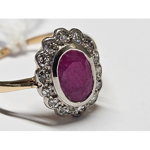 288 - An 18ct Gold Victorian, Diamond and Ruby cluster Ring, size K.