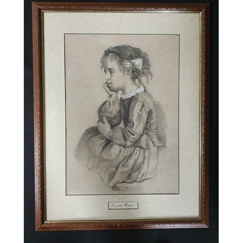 78 - '' La Petit Boudeuse'' Pencil drawing of a young Girl.
70 x 54 cm approx,