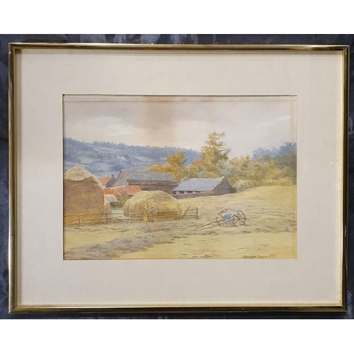 106 - A 19th Century Watercolour of a farmyard scene by Benger, signed and dated LR 1891. 24 x 34 cm appro... 