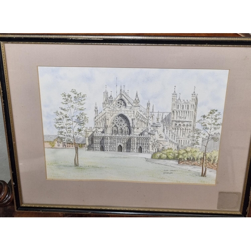 132 - A Watercolour of Exeter Cathedral, Devonshire.