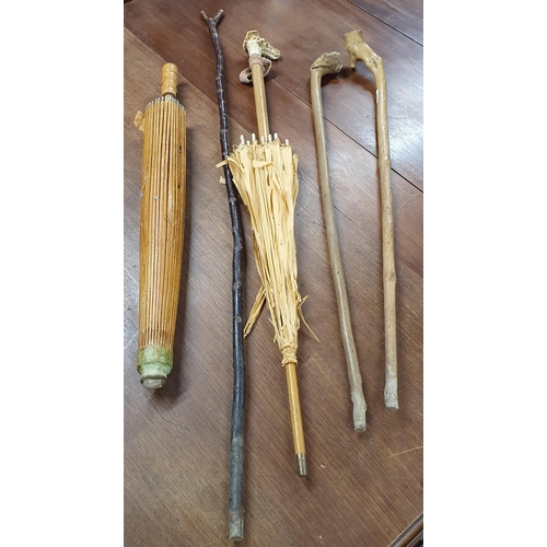 135 - A quantity of vintage Walking Sticks and Parasols.