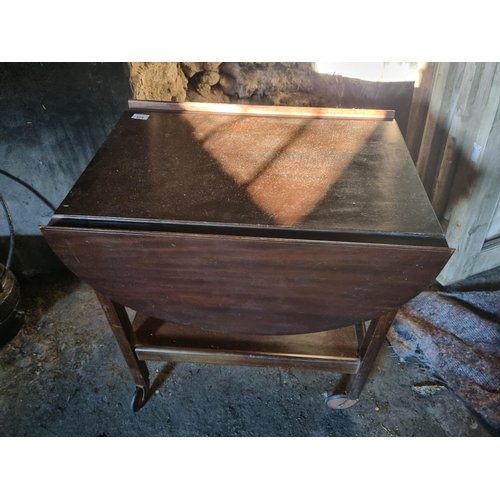 199 - A modern drop leaf two tier Table with gallery base. 60 x 91 x H 63 cm approx.