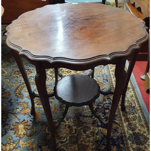 203 - An Edwardian Mahogany scalloped edge centre Table. D 73 x H 71 cm approx.