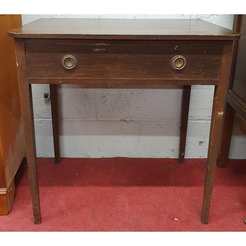 216 - A late 19th Century Mahogany single drawer Side Table on square tapered supports. 76 x 53 x H 77 cm ... 