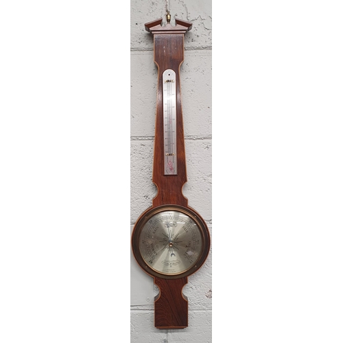 220 - A Rosewood and Veneered Banjo Barometer. By Conitti of London. H 81 cm approx.