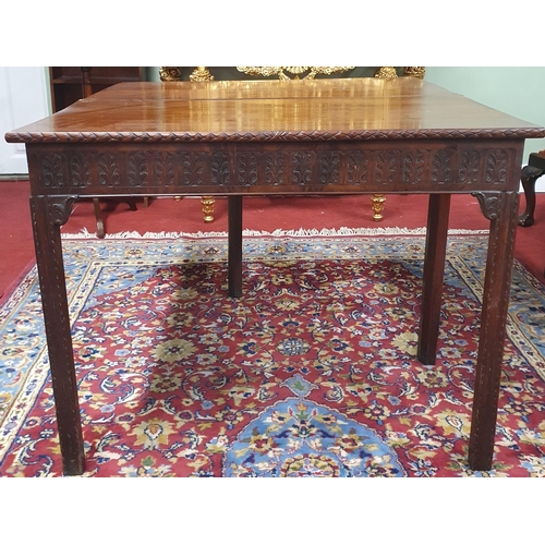 230 - A good 19th Century Foldover Tea Table with highly carved outline on square carved supports. 45 x 92... 