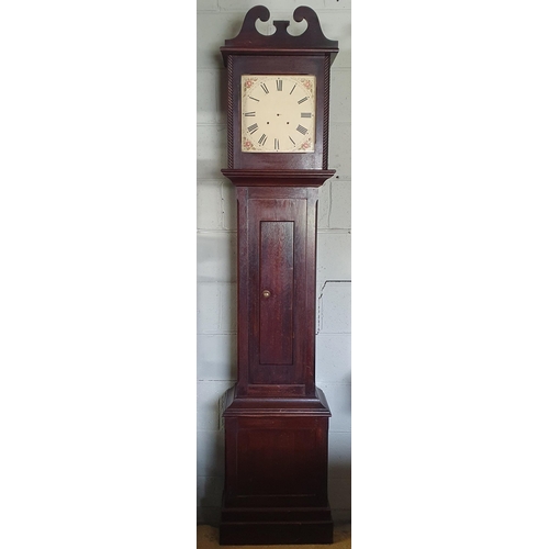 245 - A good late 19th Century Oak Longcase Clock with white painted dial. H 216 cm approx.