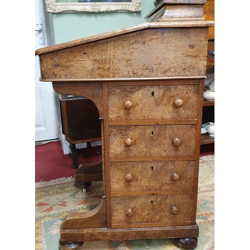 247 - A Victorian Walnut and Burr Walnut Davenport. W 55 x D 54 x H 85 cm approx.