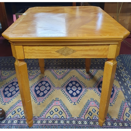 252 - A good pair of Satinwood veneered Side Tables with well veneered outline on square tapered supports.... 