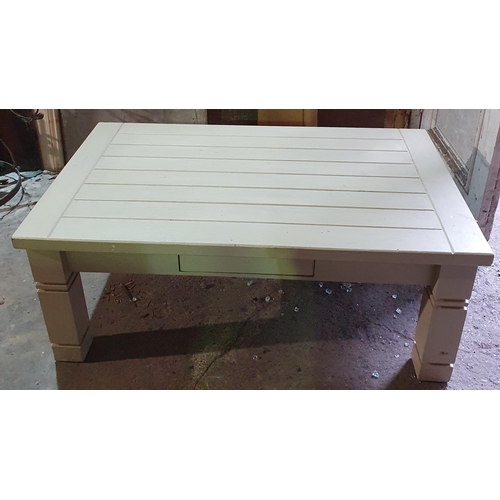 194 - Sold on behalf of Charity, uncollected lot.
A Painted Pine Coffee Table.
H 30 x W 100 x D 60 cm appr... 