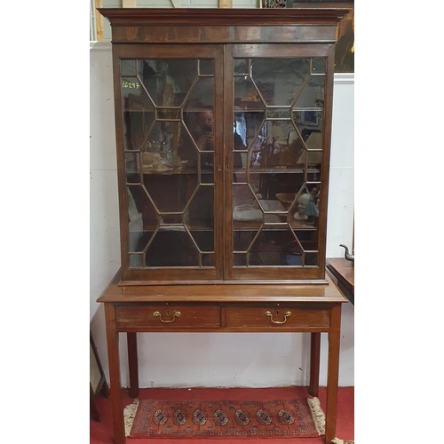 254 - A 19th Century Two door glazed Display Cabinet on stand. W 107 x D 51 x H 189  cm approx.