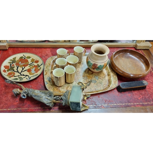 272 - A good vintage Treen Bowl along with a Price ware retro coffee set and tray and other items.