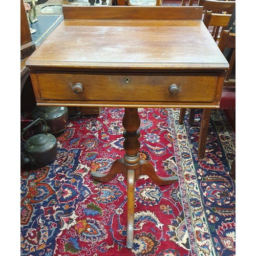 279 - A 19th Century Side Table on tripod supports and single frieze drawer. W 60 x 50 x H 94 cm approx.