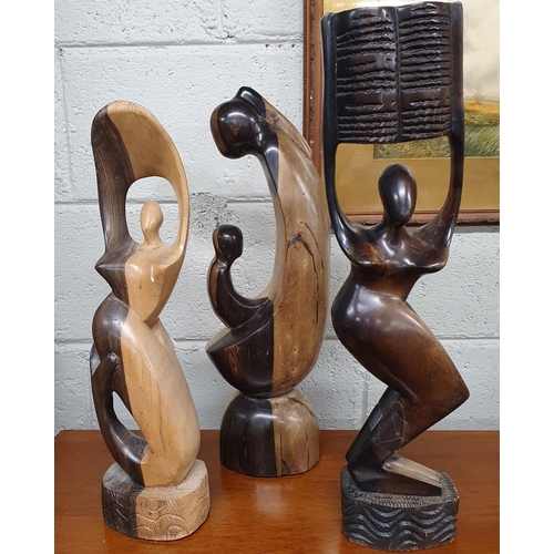 301 - Three Hardwood African Figures. Tallest 54cm approx.