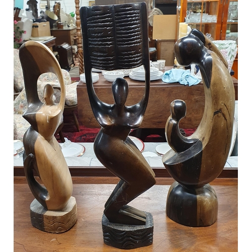 301 - Three Hardwood African Figures. Tallest 54cm approx.