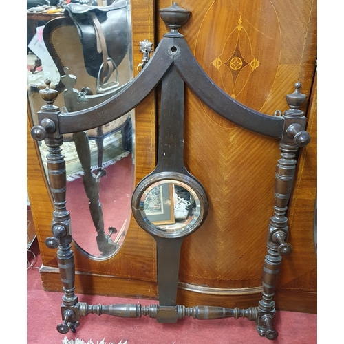 323 - A very unusual late 19th early 20th Century wall mounted Hat Rack with circular mirrored centre. W 8... 