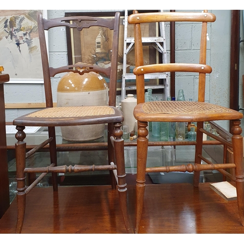 326 - A 19th Century provincial ladder back Chair with a cane seat along with another.
W 39 x D 39 x H 85 ... 