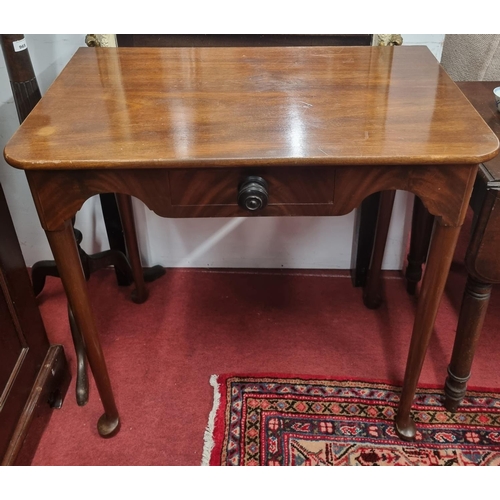 337 - A good 19th Century Mahogany single drawer Side Table on simple pad feet. H 76 x  W 77  x D 45 cm ap... 