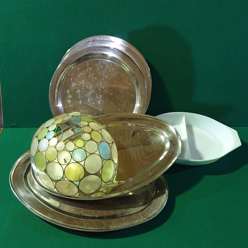 349 - Sold on Behalf of Charity, uncollected lot.
A French Sailor's Cap, Brass Candle stick, meat platters... 