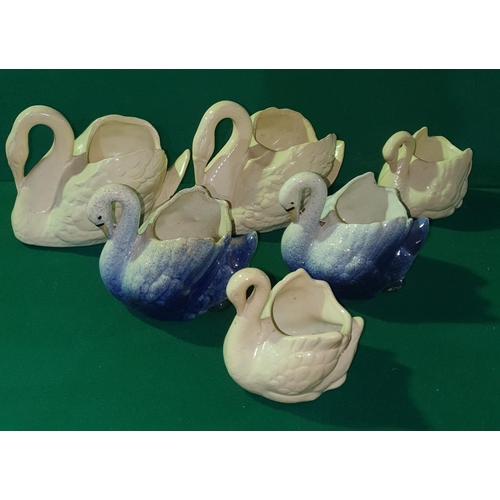 371 - A Group of Ceramic Swan Planters along with a Murano style centre piece.