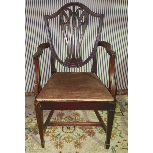 377 - A Mahogany 20th Century Shield back Carver Chair.