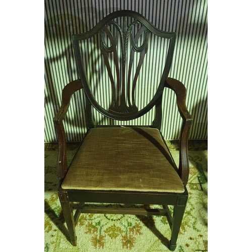 377 - A Mahogany 20th Century Shield back Carver Chair.