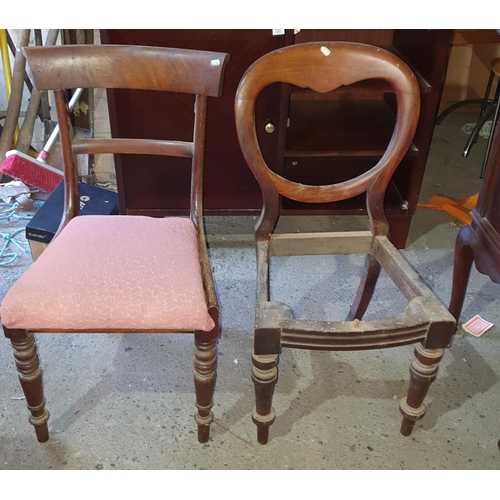 397 - Restoration lot to include 2 19th Century chairs and an Ebonised Oriental stand.