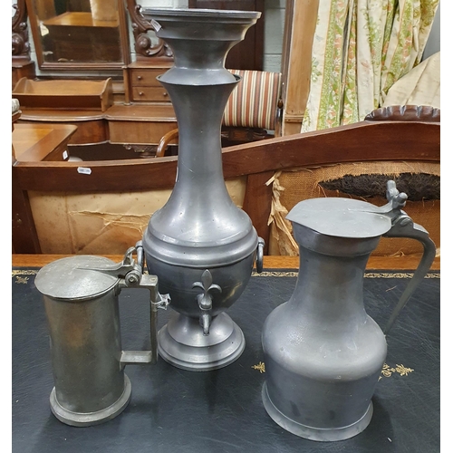 440 - A really good quantity of 19th Century Pewter to include a water dispenser.