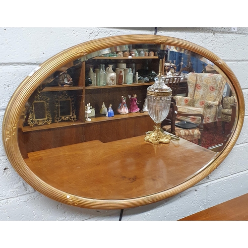 443 - A late 19th early 20th Century Timber Gilt oval Mirror. 88 x 54 cm approx.