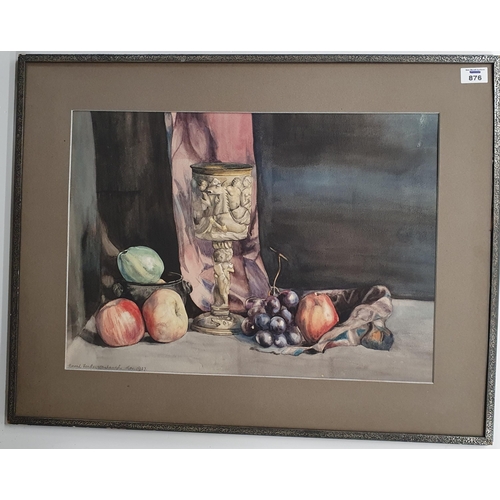 505 - A 20th Century Watercolour still life of fruit. Indistinctly signed  dated 1927 LL. H 36 x 50  cm ap... 