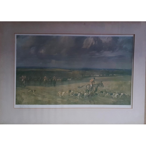 515 - A Hunting scene. A signed Coloured Print after Lionel Edwards. H 40 x W 55cm approx.