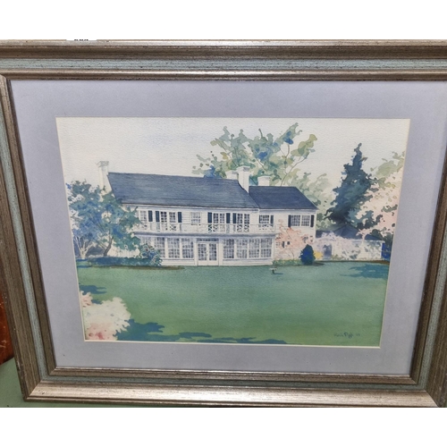 519 - A 20th Century Watercolour of a House by Hank Pugh. Signed LR. 35 x 43 cm approx.