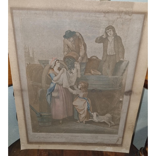 522 - An unframed 19th Century Cries of London coloured Engraving. 44.5 x 34.5 cm approx.