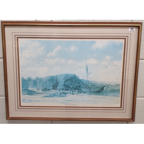 549 - A large framed print ' Working the Tides 'after John Chancellor.