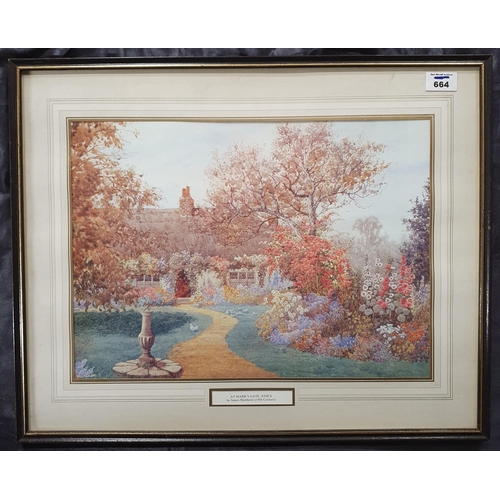 560 - A Print of a country cottage garden after James Matthews.