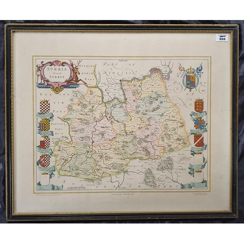 569 - A framed Map of Surrey.